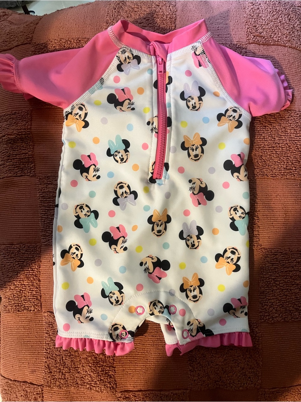 Minnie Mouse Pink Short Sleeve One-Piece Swimsuit